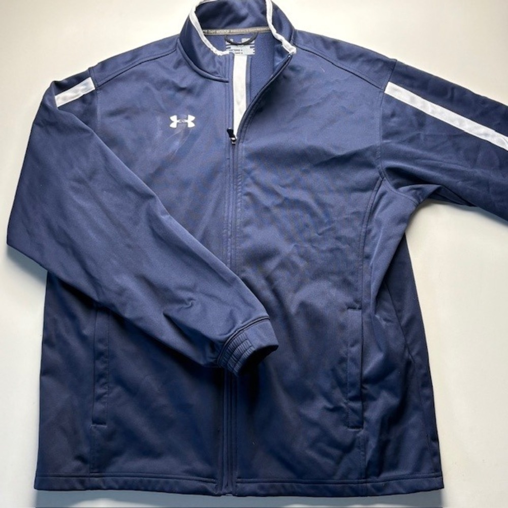 Under Armour ColdGear Navy Blue Track Jacket Full Zip Men's Medium Loose Fit
